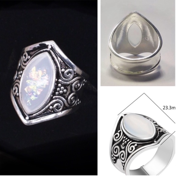 Large Moonstone Gem Ring (Opalite Moonstone Fashion Ring) ~ Brand New - Picture 4 of 6